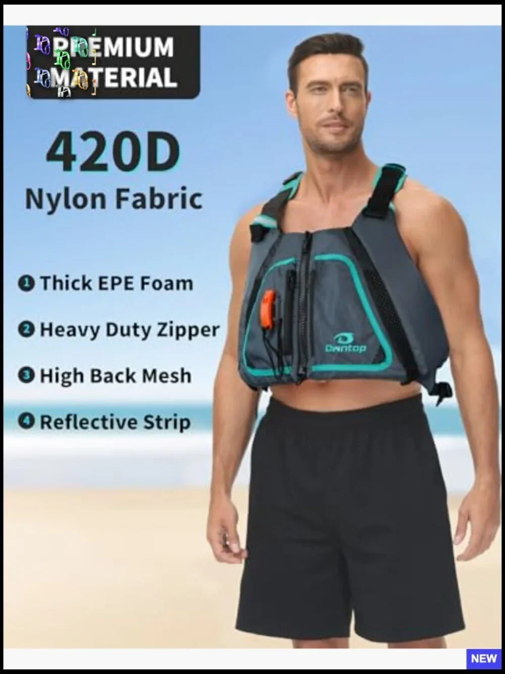 Adjustable Adult Swim Vest Premium Buoyancy Safety Strap Kayaking Boating